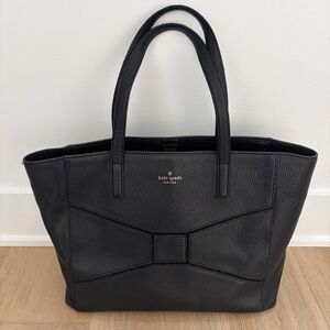 Kate Spade Black Pebbled Leather Tote Bag Large Work Shoulder Handbag READ